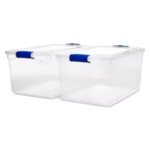 Homz 66 Quart Heavy Duty Modular Stackable Storage Containers, Clear, 2 Pack, Clrs