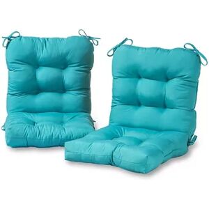 Greendale Home Fashions 2-piece Outdoor Seat/Back Chair Cushion Set, Turquoise/Blue, 42X21