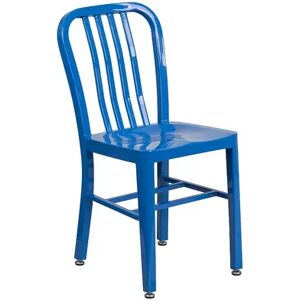 Emma+Oliver Emma and Oliver Commercial Grade Yellow Metal Indoor-Outdoor Chair, Blue