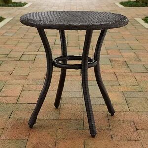 Crosley Furniture Palm Harbor Faux Wicker Round End Table, Brown