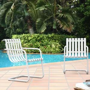 Crosley Furniture Gracie Steel Patio Chair 2-piece Set, White