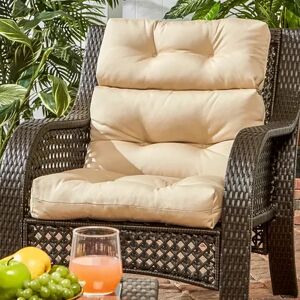 Greendale Home Fashions Outdoor High Back Chair Cushion, Beig/Green