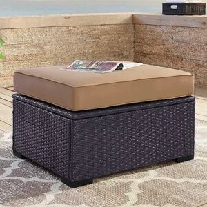 Crosley Furniture Biscayne Patio Wicker Ottoman, Brown