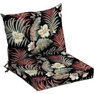 Arden Selections Simone Tropical Outdoor Dining Chair Cushion Set, Black, 21X21