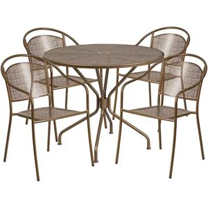 Flash Furniture Commercial Indoor / Outdoor Patio Table & Round Back Chair 5-piece Set, Multicolor
