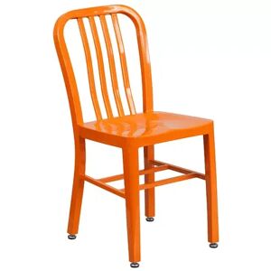 Emma+Oliver Emma and Oliver Commercial Grade Yellow Metal Indoor-Outdoor Chair, Orange