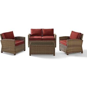 Crosley Furniture Bradenton Faux Wicker Seating 4-piece Set, Red