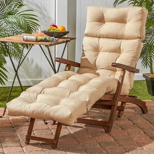Greendale Home Fashions 72-in. Outdoor Chaise Lounger Cushion, Beig/Green, 23X72