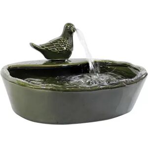 SUNNYDAZE DECOR Sunnydaze Dove Glazed Ceramic Outdoor Solar Water Fountain - 7 in, Green