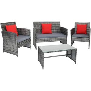 SUNNYDAZE DECOR Sunnydaze Ardfield Rattan 4-Piece Patio Furniture Set - Mixed Gray, Grey