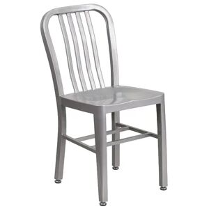 Emma+Oliver Emma and Oliver Commercial Grade Yellow Metal Indoor-Outdoor Chair, Silver