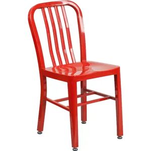 Emma+Oliver Emma and Oliver Commercial Grade Yellow Metal Indoor-Outdoor Chair, Red