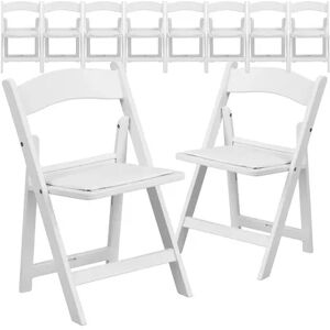 Emma+Oliver Emma and Oliver 10 Pack Kids White Resin Folding Event Party Chair with Vinyl Padded Seat