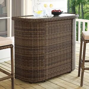 Crosley Furniture Bradenton Faux Wicker Bar, Brown