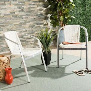 Safavieh Indoor / Outdoor Stacking Wicker Arm Chair 2-piece Set, White