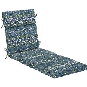 Arden Selections Aurora Damask Outdoor Chaise Lounge Cushion, Blue, 77X22