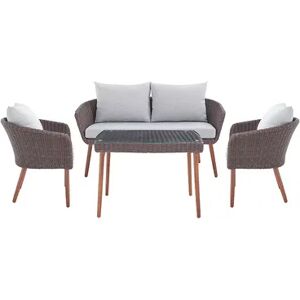 Alaterre Furniture Athens Wicker Outdoor Conversation 4-piece Set, Grey