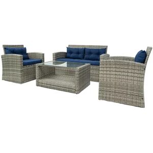 Dukap Terrazzo All-Weather Wicker Patio Seating 4-piece Set, Grey