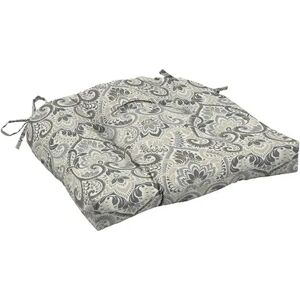 Arden Selections Aurora Damask Outdoor Wicker Chair Cushion, Grey, 18X20