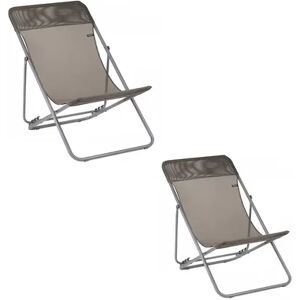 Lafuma Maxi Transat Folding Camping Steel Mesh Sling Chair, Graphite (2 Pack), Grey