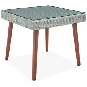 Alaterre Furniture Albany All Weather Wicker Square Coffee Table, Grey