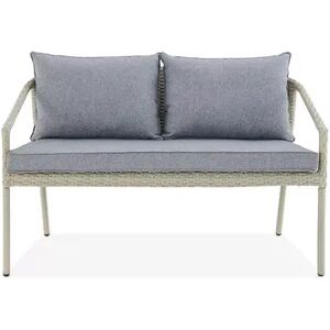 Alaterre Furniture Windham All-Weather Wicker Outdoor Loveseat Bench, Grey