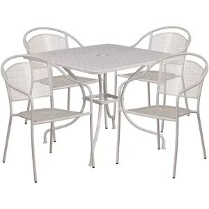 Flash Furniture Square Top Commercial Indoor / Outdoor Patio Table & Chair 5-piece Set, Grey