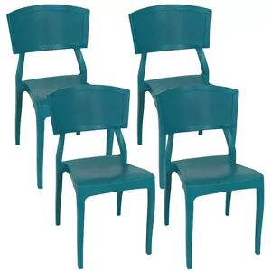 SUNNYDAZE DECOR Sunnydaze Elmott Plastic Patio Dining Chair - Teal - Set of 4, Green