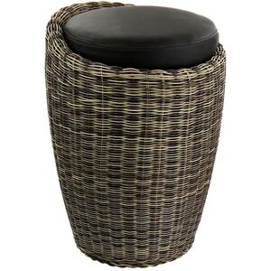 Elama 1 Piece Wicker Outdoor Ottoman Chair in Brown and Black, Red/Coppr