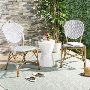 Safavieh Indoor / Outdoor Herringbone Stacking Bistro Chair 2-piece Set, Grey