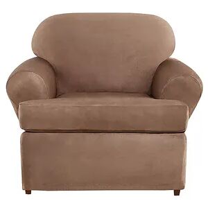 Sure Fit Ultimate Heavy Weight Stretch T Seat Chair Slipcover, Brown, CHARSLPCVR