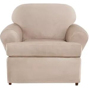 Sure Fit Ultimate Heavy Weight Stretch T Seat Chair Slipcover, Beig/Green, CHARSLPCVR