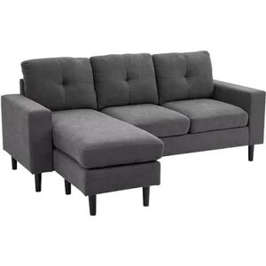 HOMCOM Convertible Sectional Sofa Couch with Reversible Chaise L Shaped Couch with Thick Sponge Cushions for Small Space Dark Grey