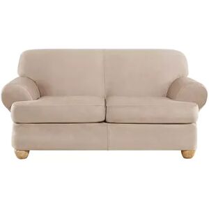 Sure Fit Ultimate Heavy Weight Stretch T Seat Love Seat Slipcover, Beig/Green, Loveseat