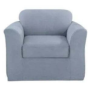 Sure Fit Ultimate Heavy Weight Stretch Box Seat Chair Slipcover, Blue, CHARSLPCVR