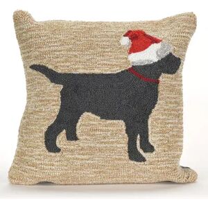 Liora Manne Frontporch Christmas Dog Indoor Outdoor Throw Pillow, Natural, 18X18