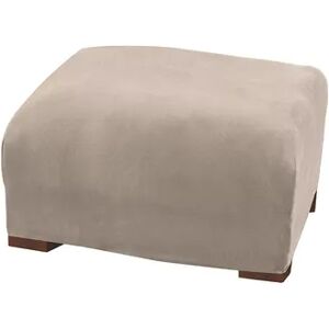 Great Bay Home Gale Velvet Plush Ottoman Slipcover, Beig/Green