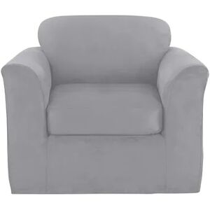 Sure Fit Ultimate Heavy Weight Stretch Box Seat Chair Slipcover, Light Grey, Armchair