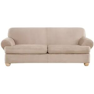 Sure Fit Ultimate Heavy Weight Stretch T Seat Sofa Slipcover, Beig/Green
