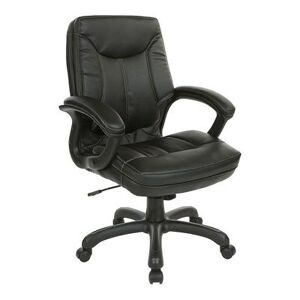Office Star Products Executive Mid-Back Faux Leather Chair, Black