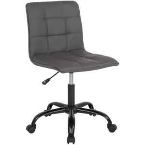 Emma+Oliver Emma and Oliver Home Office Armless Tufted Back/Seat Task Office Chair-Gray LeatherSoft, Grey