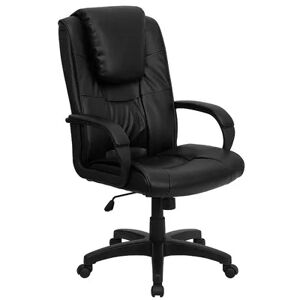 Emma+Oliver Emma and Oliver High Back Black LeatherSoft Oversized Headrest Executive Swivel Office Chair, Grey