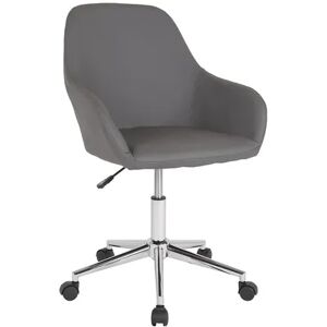 Emma+Oliver Emma and Oliver Home and Office Mid-Back Chair in Black LeatherSoft, Grey