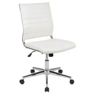 Flash Furniture Hansel Armless LeatherSoft Contemporary Swivel Office Chair, White