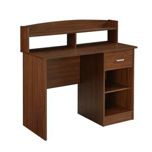 Techni Mobili Modern Office Desk with Hutch, Brown