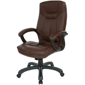 Office Star Products Executive Faux Leather High Back Chair, Brown