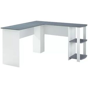 Techni Mobili Modern L-Shaped Desk with Side Shelves, Grey