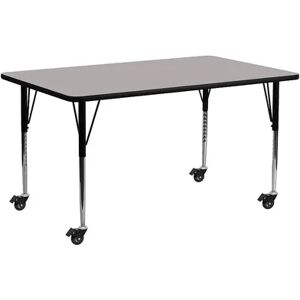 Emma+Oliver Emma and Oliver Mobile 30x72 Oak HP Laminate Adjustable Activity Table, Grey