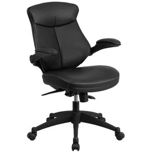 Emma+Oliver Emma and Oliver Mid-Back Black LeatherSoft Swivel Ergonomic Office Chair & Back Angle Adjustment, Grey