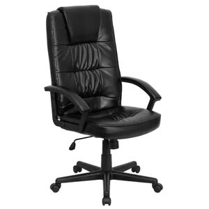 Emma+Oliver Emma and Oliver High Back Black LeatherSoft Soft Ripple Executive Swivel Office Chair - Arms, Grey